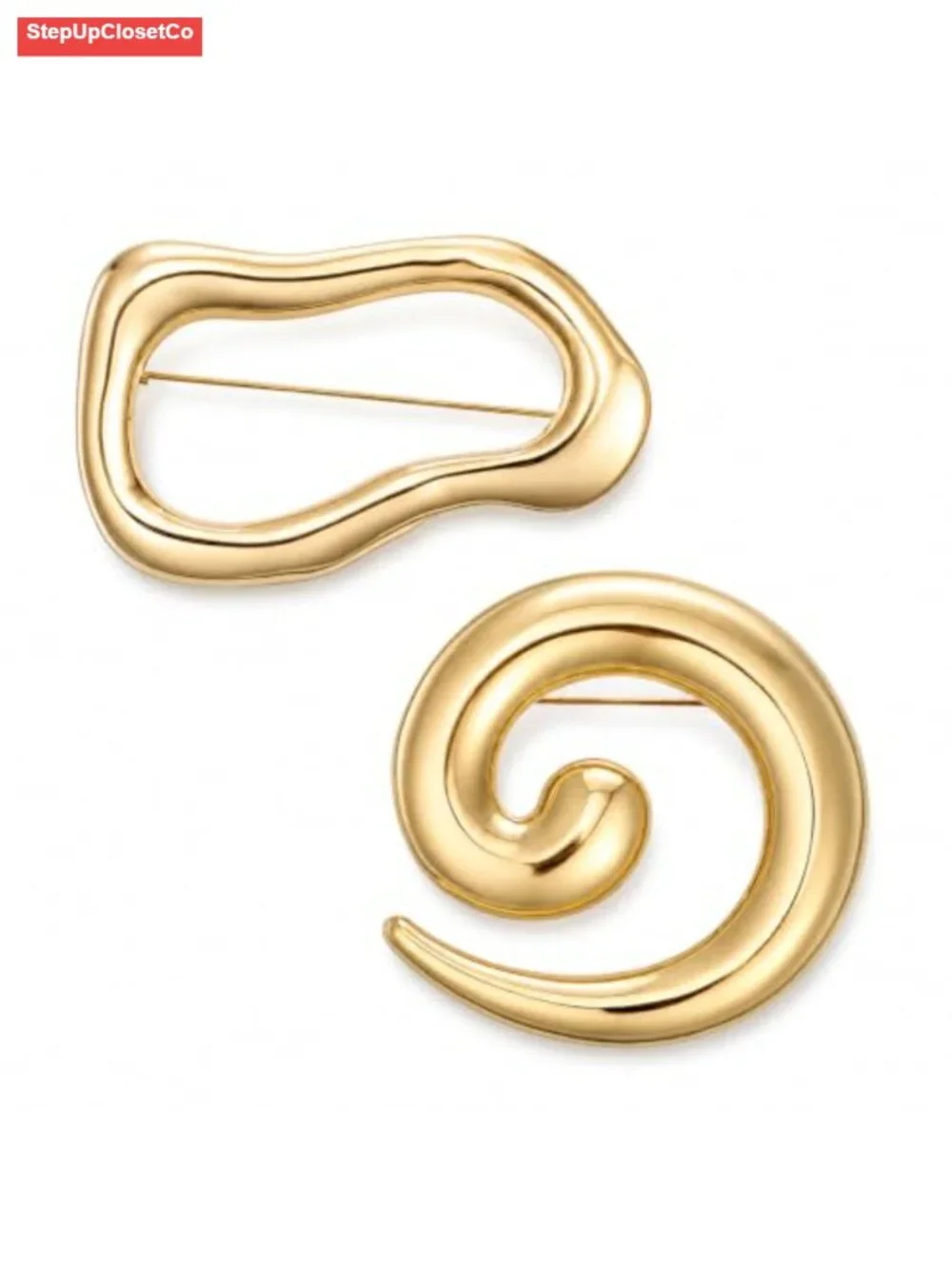 Geometric Brooch Set for Women Lapel Pins Zinc Alloy Spiral Irregular Coat
